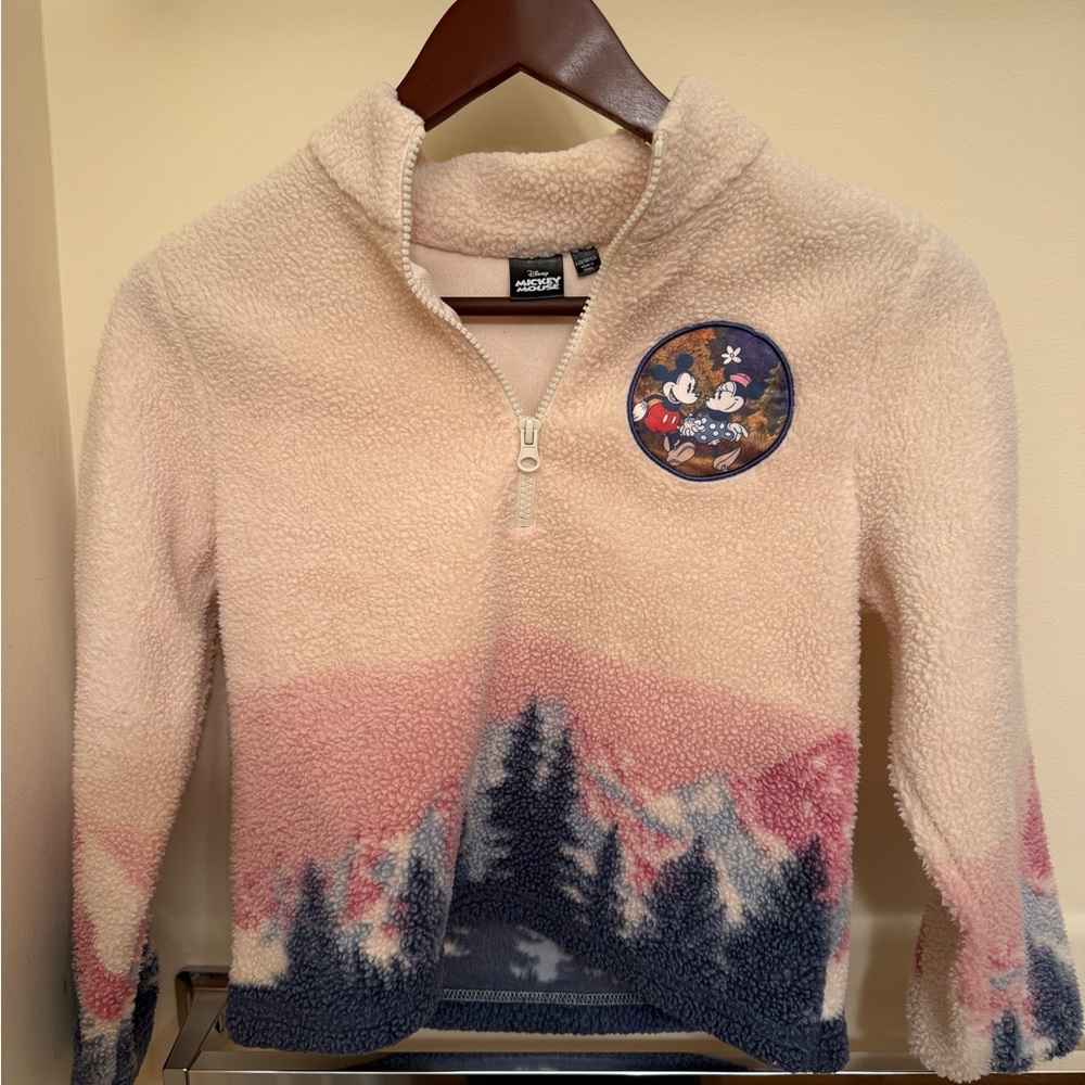 Disney Cream and Pink Mickey Mouse Fleece Jacket